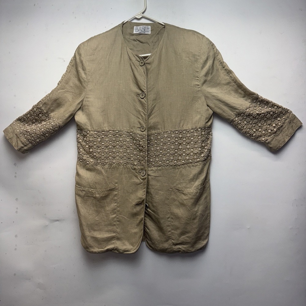 Vintage Basile Beige  Linen Coat  Formal . Size 44‎